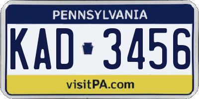 PA license plate KAD3456