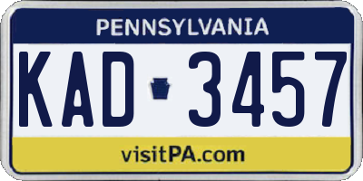 PA license plate KAD3457