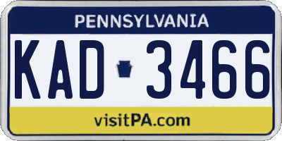 PA license plate KAD3466