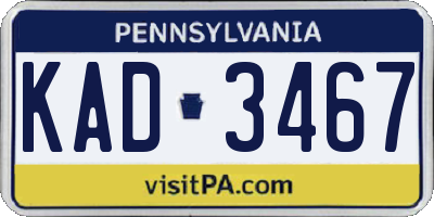 PA license plate KAD3467