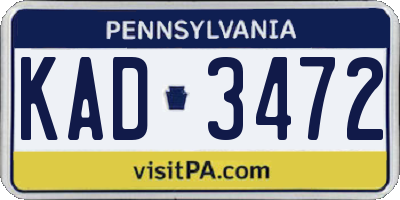 PA license plate KAD3472