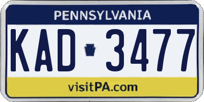 PA license plate KAD3477
