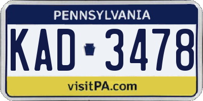 PA license plate KAD3478