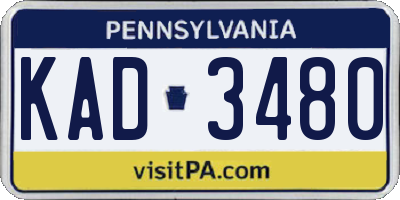 PA license plate KAD3480