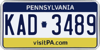 PA license plate KAD3489