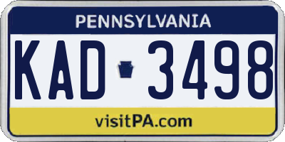 PA license plate KAD3498