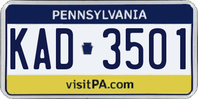 PA license plate KAD3501