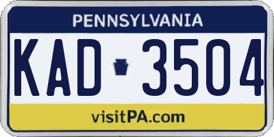 PA license plate KAD3504