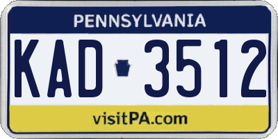 PA license plate KAD3512