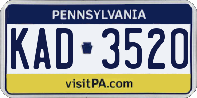 PA license plate KAD3520