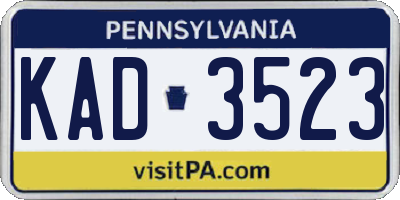 PA license plate KAD3523