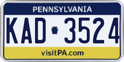 PA license plate KAD3524