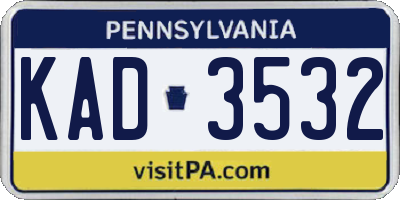 PA license plate KAD3532
