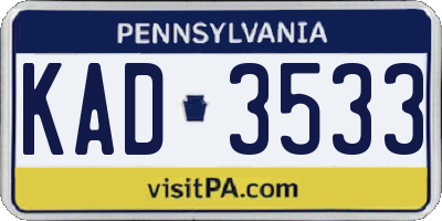 PA license plate KAD3533