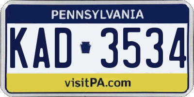 PA license plate KAD3534