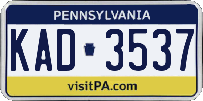 PA license plate KAD3537