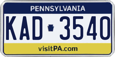 PA license plate KAD3540