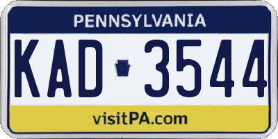 PA license plate KAD3544