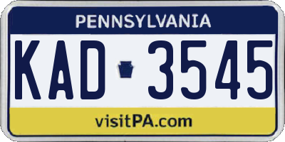 PA license plate KAD3545