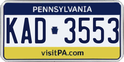 PA license plate KAD3553
