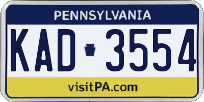 PA license plate KAD3554