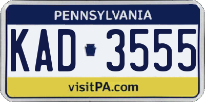 PA license plate KAD3555