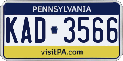 PA license plate KAD3566