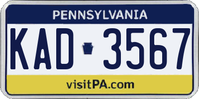 PA license plate KAD3567