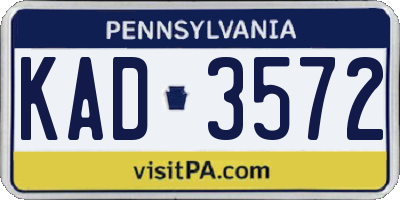 PA license plate KAD3572