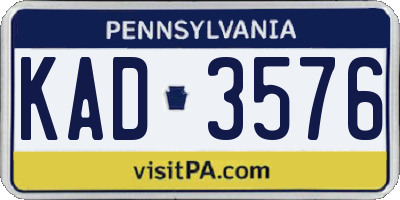 PA license plate KAD3576