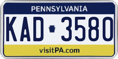 PA license plate KAD3580