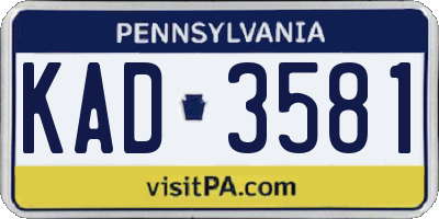 PA license plate KAD3581