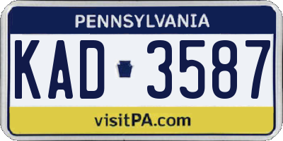PA license plate KAD3587