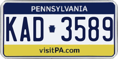 PA license plate KAD3589