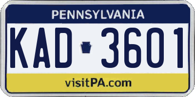 PA license plate KAD3601