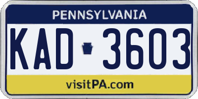 PA license plate KAD3603