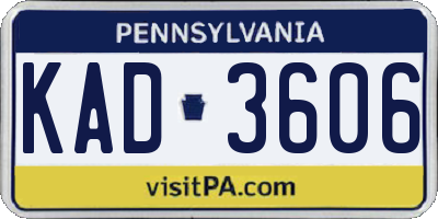 PA license plate KAD3606