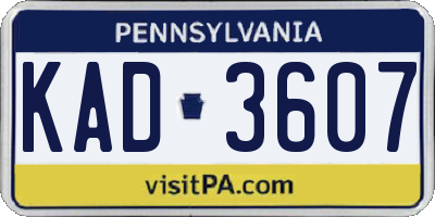 PA license plate KAD3607