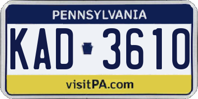 PA license plate KAD3610