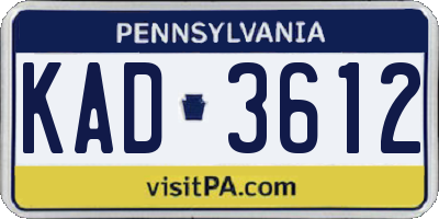 PA license plate KAD3612