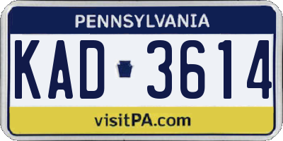 PA license plate KAD3614