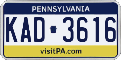 PA license plate KAD3616