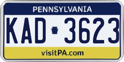 PA license plate KAD3623