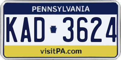 PA license plate KAD3624