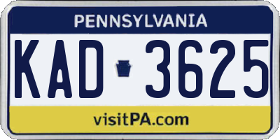 PA license plate KAD3625