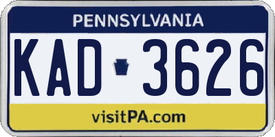 PA license plate KAD3626