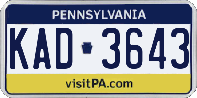 PA license plate KAD3643