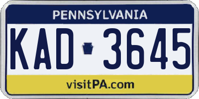 PA license plate KAD3645