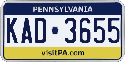 PA license plate KAD3655