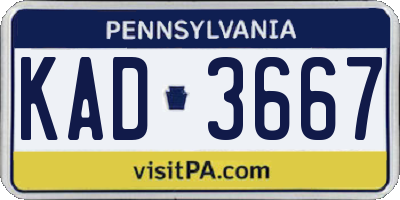 PA license plate KAD3667